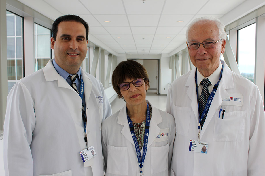 Les chercheurs Dr Michael Tsoukas, Marie Lamarche (coordonnatrice) et Dr Errol Marliss (de gauche à droite).
